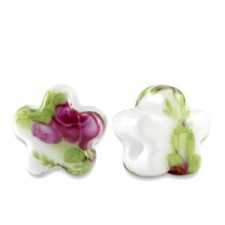 Ceramic bead star 11x7mm White-green